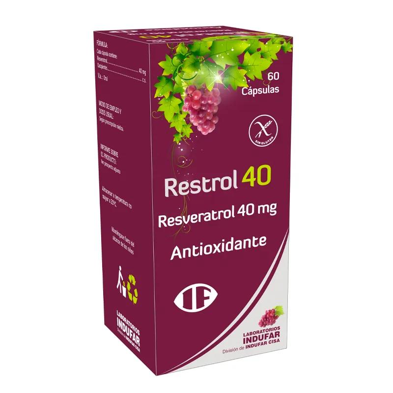 Restrol 40 mg Resveratrol 40mg - 60 cápsulas