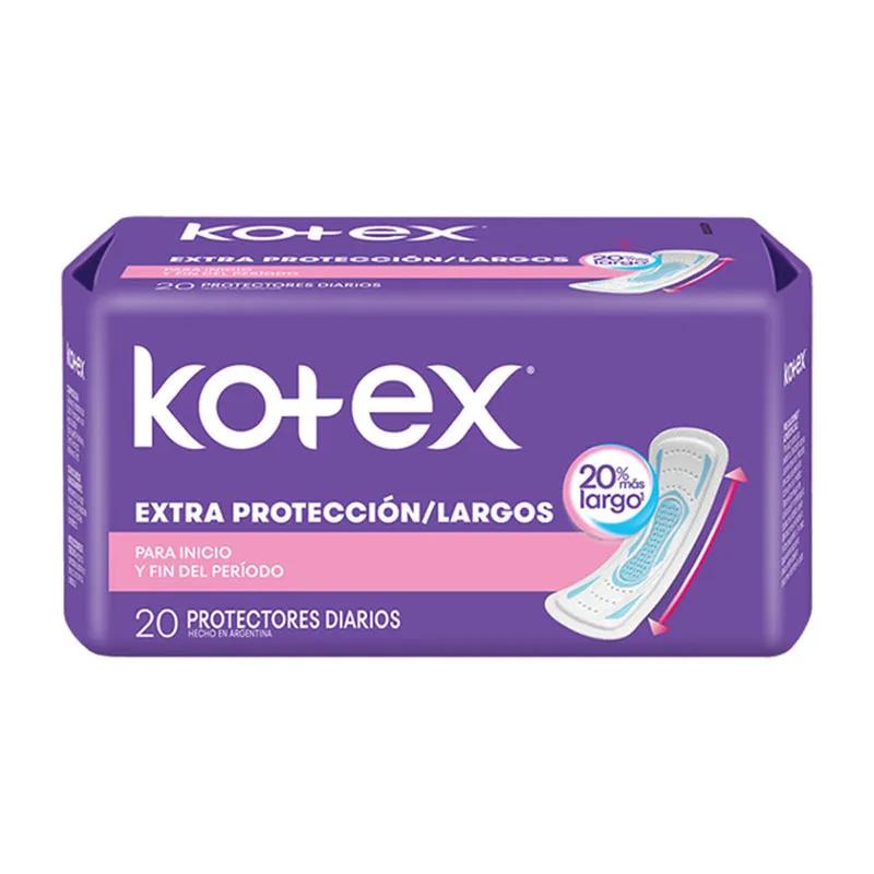 Protectores Diarios Largos p/ inicio y fin de periodo Kotex - Cont 20 Unidades