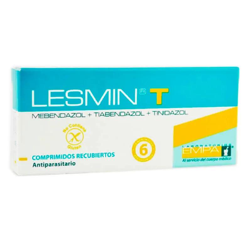 Lesmin T Mebendazol Tiabendazol Tinidazol - Caja con 6 Comprimidos Recubiertos