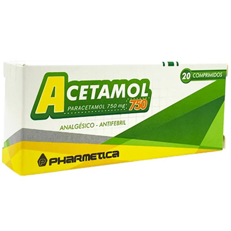 Acetamol Analgésico 750 mg - Caja de 20 Comprimidos