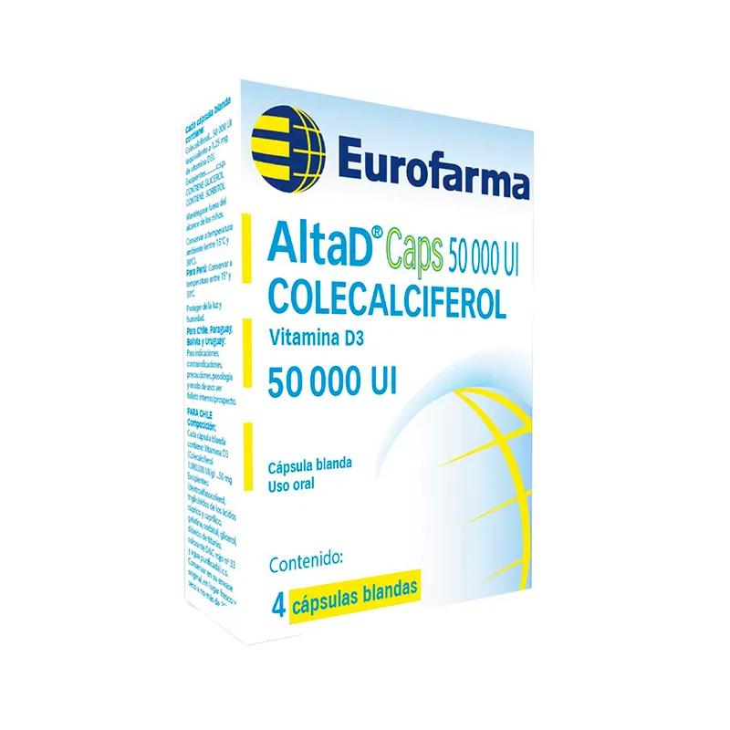 Alta D 50000 UI Colecalciferol EuroFarma - Cont. 4 Cápsulas Blandas.