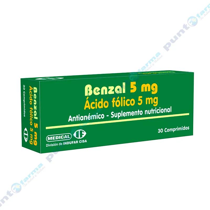 Benzal Ácido Fólico 5 mg - Contiene 30 comprimidos.