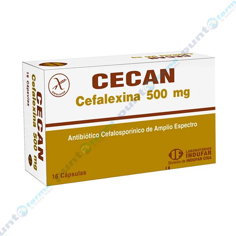 Cecan Cefalexina 500 mg – Contiene 16 Capsulas.