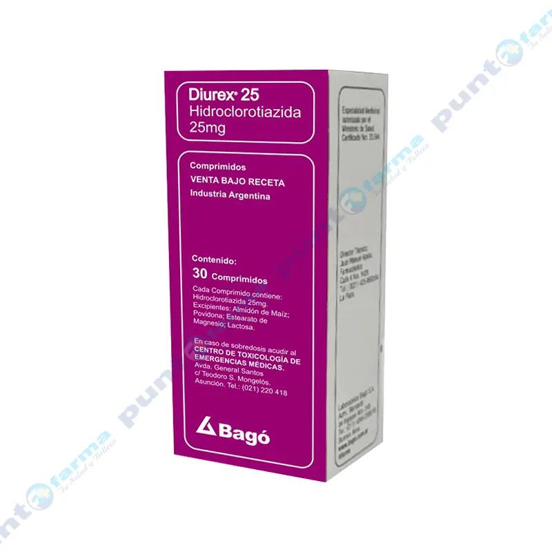 Diurex 25 Hidroclorotiazida 25 mg - Caja de 30 Comprimidos