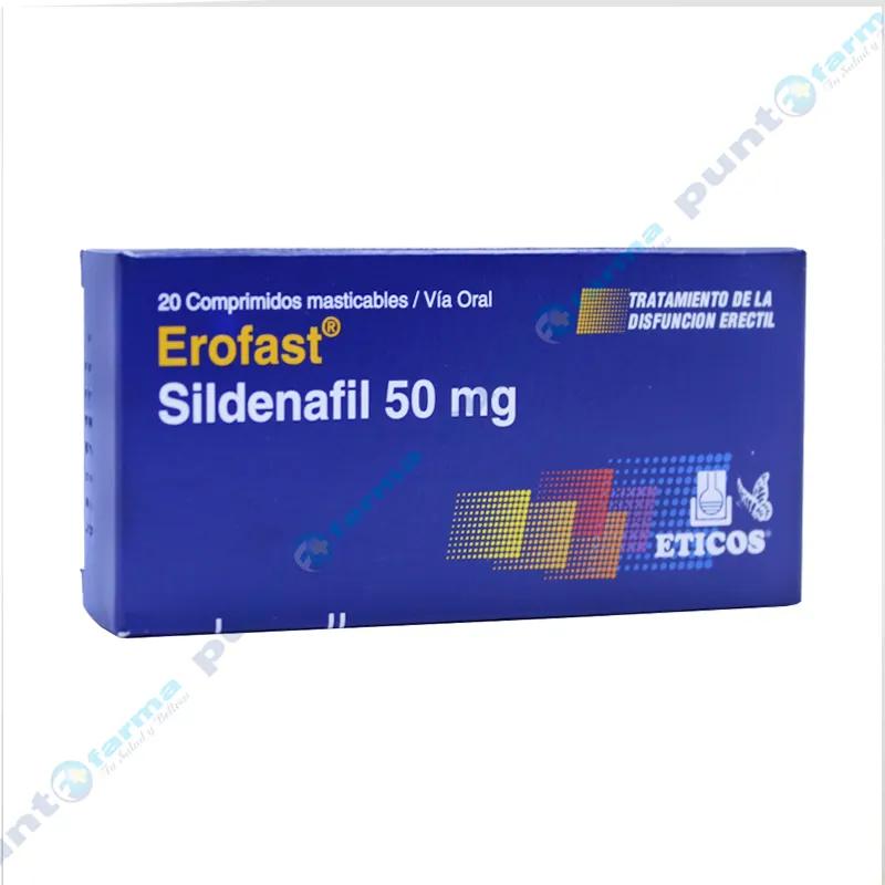 Erofast Sildenafil 50 mg - Caja de 20 comprimidos masticables