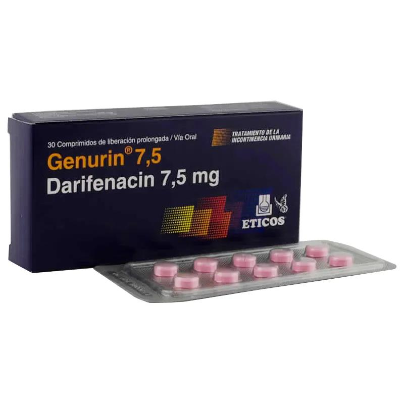 Genurin 7,5 Darifenacin 7,5 mg - Caja de 30comprimidos de liberación prolongada