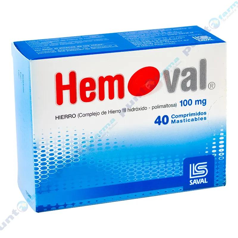 Hemoval Hierro 100mg - Caja de 40 comprimidos masticables