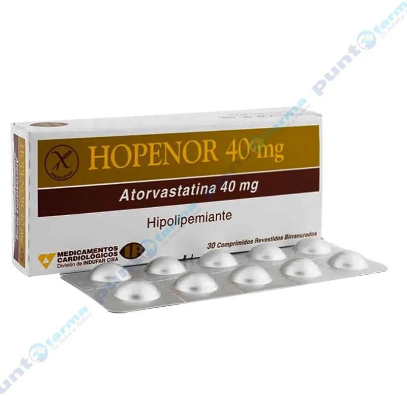 Hopenor Atorvastatina 40 mg - Contiene 30 comprimidas.
