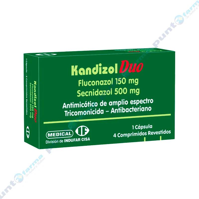 Kandizol Duo Fluconazol 150mg Secnidazol 500mg  - Contiene 1 cápsula + 4 comprimidos.