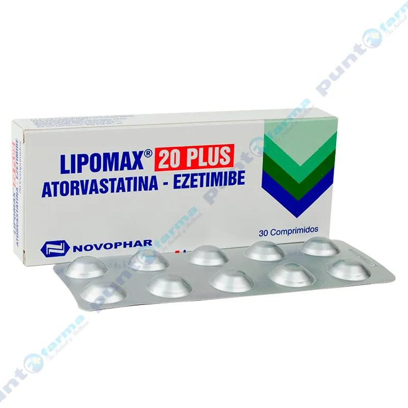 Lipomax 20 Plus Atorvastatina Ezetimibe - Cont. 30 Comprimidos.