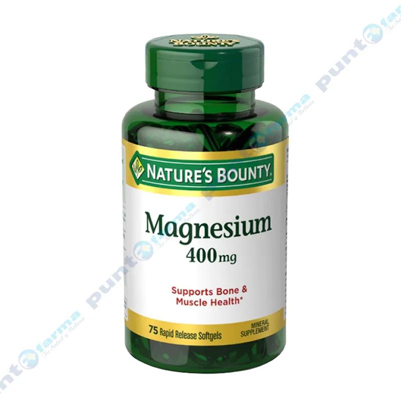 Magnesio 400mg  Natures Bounty - Frasco de 75 cápsulas