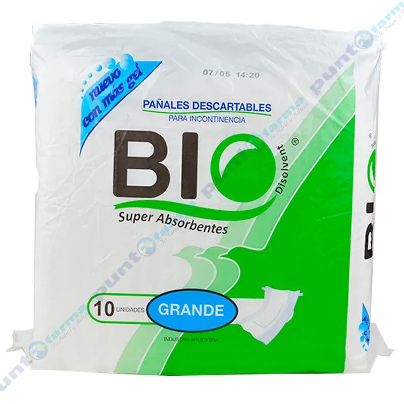 Pañales Descartables p/ incontinencia Bio Grande - Cont. 10 Unidades