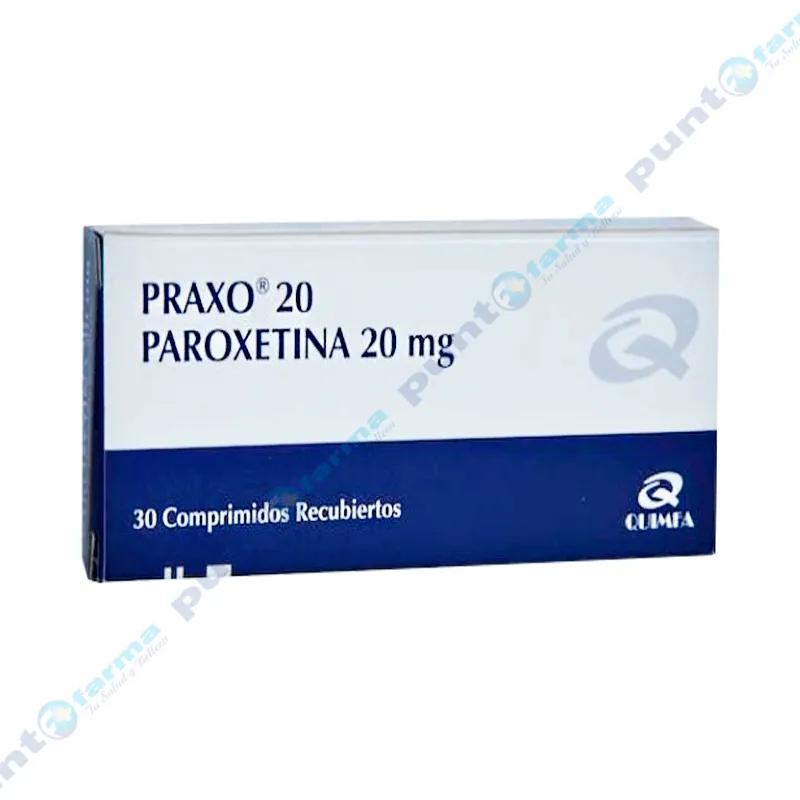 Praxo Paroxetina de 20 mg - Caja con 30 comprimidos Recubiertos