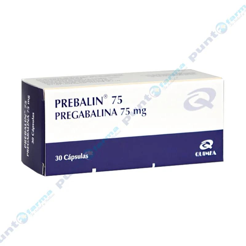 Prebalin Pregabalina 75 mg - Caja de 30 cápsulas