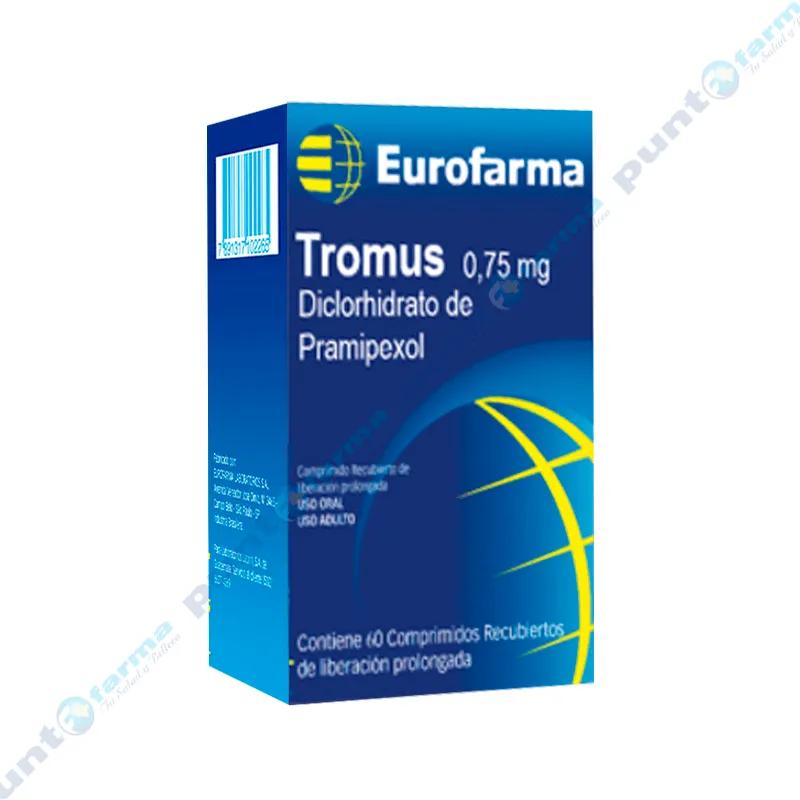 Tromus 0.750 mg Diclorhidrato de Pramipexol - Caja de 30 comprimidos