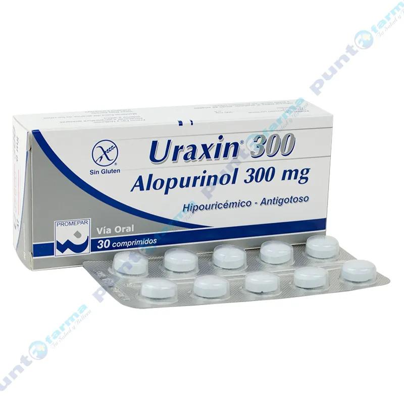 Uraxin 300 Alopurinol 300 mg - Caja de 30 Comprimidos