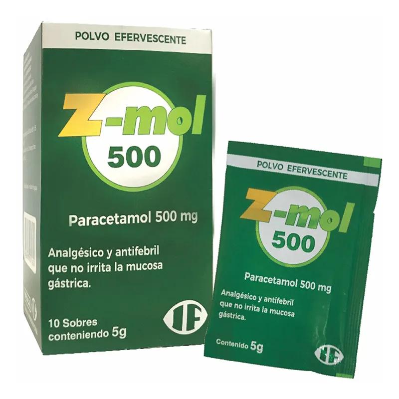 Z-mol 500 mg - Paracetamol Polvo Efervescente - Contiene 10 sobres de 5g.