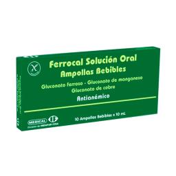 Ferrocal Gluconato Ferroso - Caja de 10 Ampollas Bebibles x10 mL