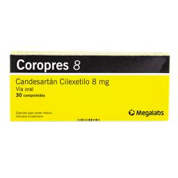 Coropres 8 Candesartán Cilexetilo 8mg - Caja de 30 comprimidos