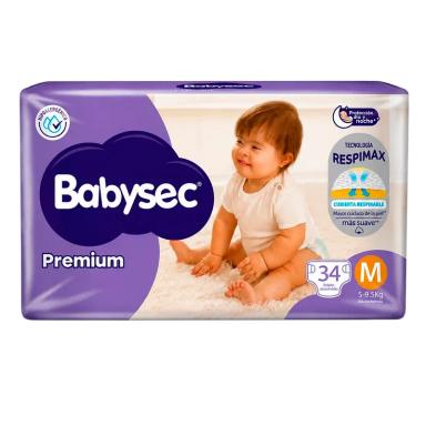 Pañales Premium M Babysec - Cont. 34 unidades