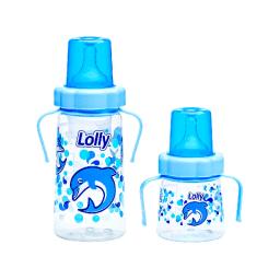  Kit Mamadera clean con manija Lolly color azul
