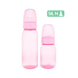 Kit Biberones Color Rosa Con Tetina Natural Lolly - 120/220 ml
