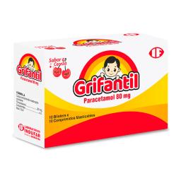 Grifantil Paracetamol - Caja de 10 Blísters x 10 Comprimidos Masticables