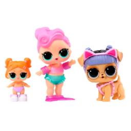 Muñeca Lol Surprise Pack X 3: Tot + Pet + Sister Waves + Kansas K9 + Lil Beats