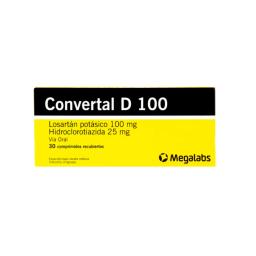 Convertal D 100 Losartán Potásico 100 mg - Caja de 30 comprimidos recubiertos