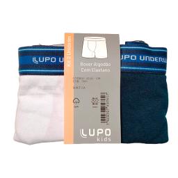 Kit Boxer Kids de Algodón Blanco y Azul Marino G Lupo