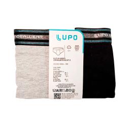 Boxer Algodon Slip Gris y Negro Kit x2 P Lupo