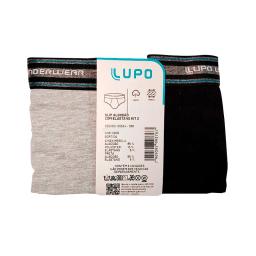 Kit de Boxer Slip Algodón Gris/ Negro EG Lupo