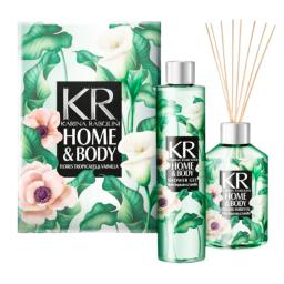 Set Difusor 250 ml + Gel de Ducha 240 ml Flores Tropicales y Vainilla Karina Rabolini