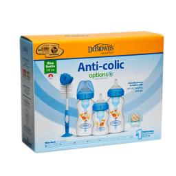 Set de Regalo Biberones Cuello Ancho Color Azul Dr. Brown's