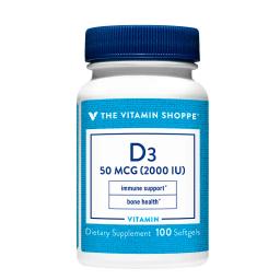 The Vitamin Shoppe D3 50 mcg 2000 UI - Cont. 100 Capsulas Blandas