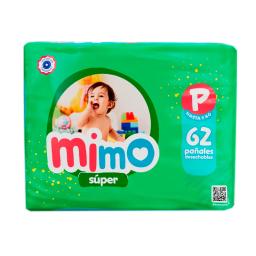Pañales Mimo Super Pequeño P - Cont. 62 Unidades