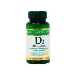 Vitamina D3 50 mcg 2000 UI Natures Bounty - Cont. 150 Capsulas