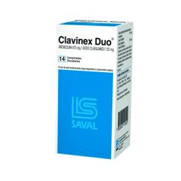 Clavinex Duo Amoxicilina  - Contenido de 14 comprimidos recubiertos.