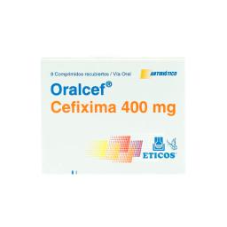 Oralcef Cefixima 400 mg - Caja de 8 comprimidos recubiertos