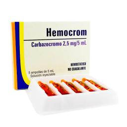 Hemocrom Carbazocromo 2,5 mg/5 mL - Cont. 5 ampollas de 5 mL
