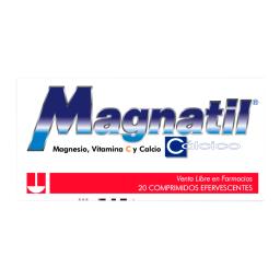 Magnatil Magnesio Vitamina C y Calcio - Caja de 20 Comprimidos Efervescentes
