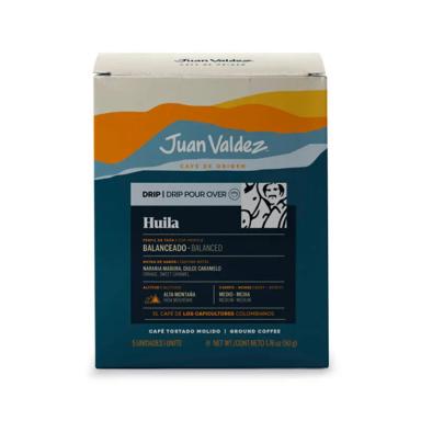 Café Drips Huila Juan Valdez - Cont.paquete de 5 unidades 