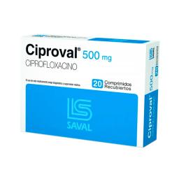 Ciproval 500 mg Ciprofloxacino - Caja de 20 Comprimidos Recubiertos