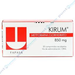Kirum Metformina 850 mg - Caja de 30 comprimidos