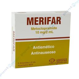 Merifar - Metoclopramida 10 mg/2 mL  -Inyectable de 5 ampollas