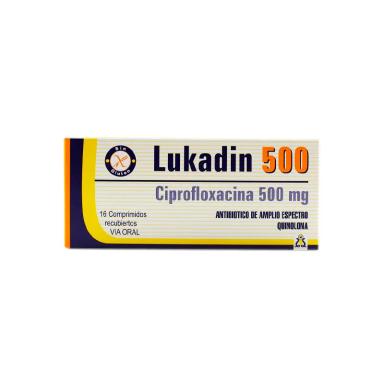 Lukadin 500 Ciprofloxacina 500 mg - Caja de 16 Comprimidos Recubiertos