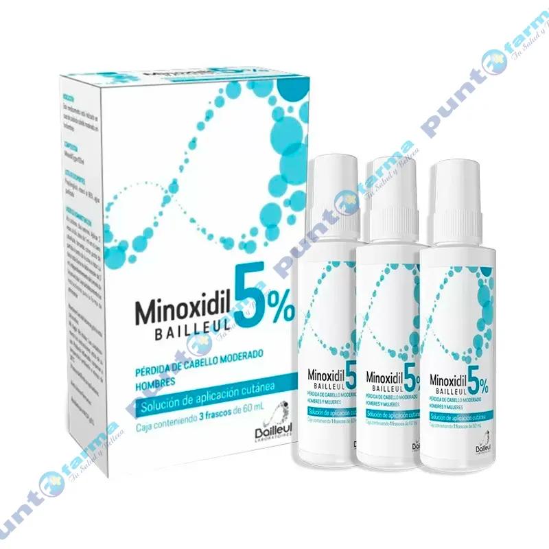 Minoxidil 5% Bailleul Pack de 3 Spray - 60 mL