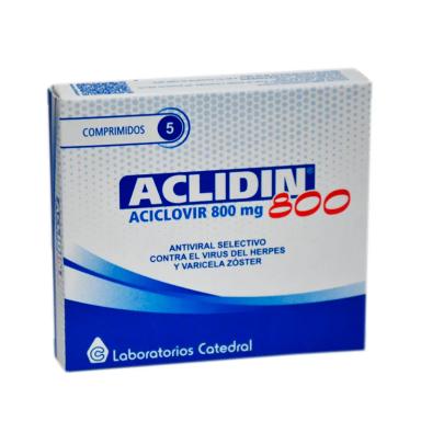 Aclidin 800 mg Aciclovir 800 mg Caja de 5 Comprimidos