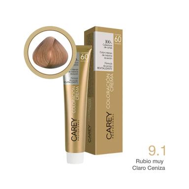 Coloración en Crema Rubio muy Claro Ceniza 9.1 Carey - Pomo de 60gr