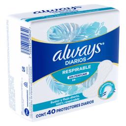 Protector Diario Sin Perfume Always - Cont.40 unidades